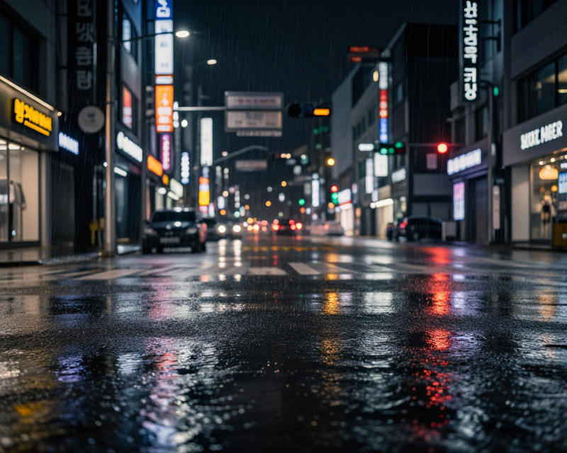 Rainy Seoul Street