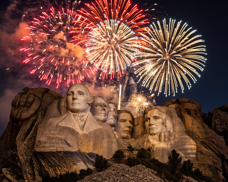 Fireworks over Mount Rushmore