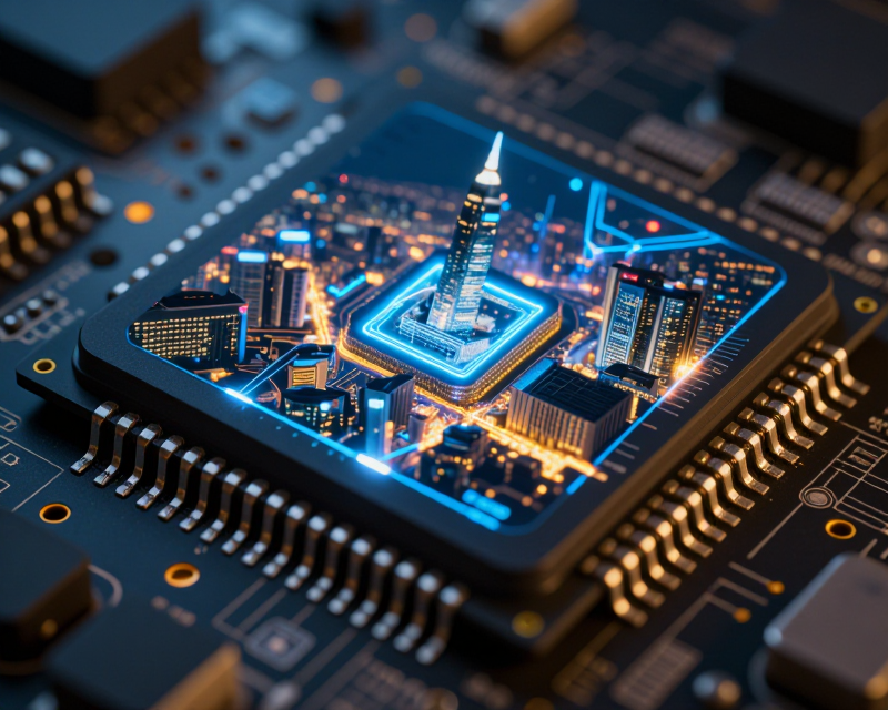 Semiconductor and Seoul Cityscape