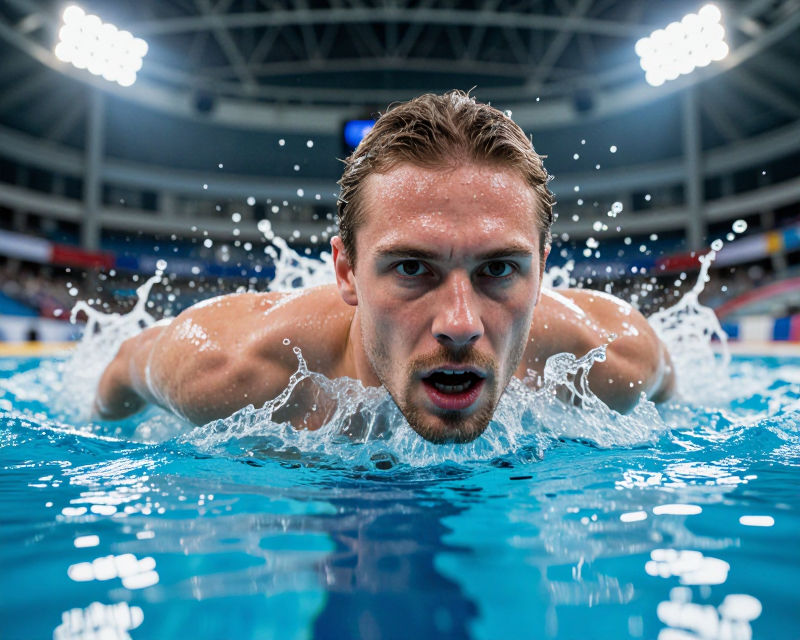 Triumphant Swimmer Victory
