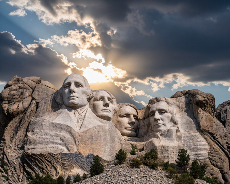 Mount Rushmore Monument under Dramatic Sky