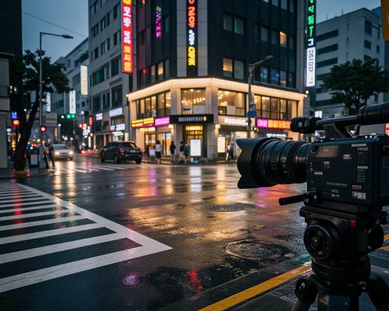 Rainy Korean Cityscape